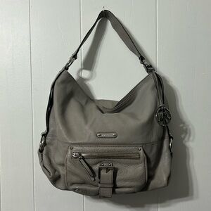Michael Kors Austin Gray Pebbled Soft Leather Shoulder Bag Hobo Purse Handbag